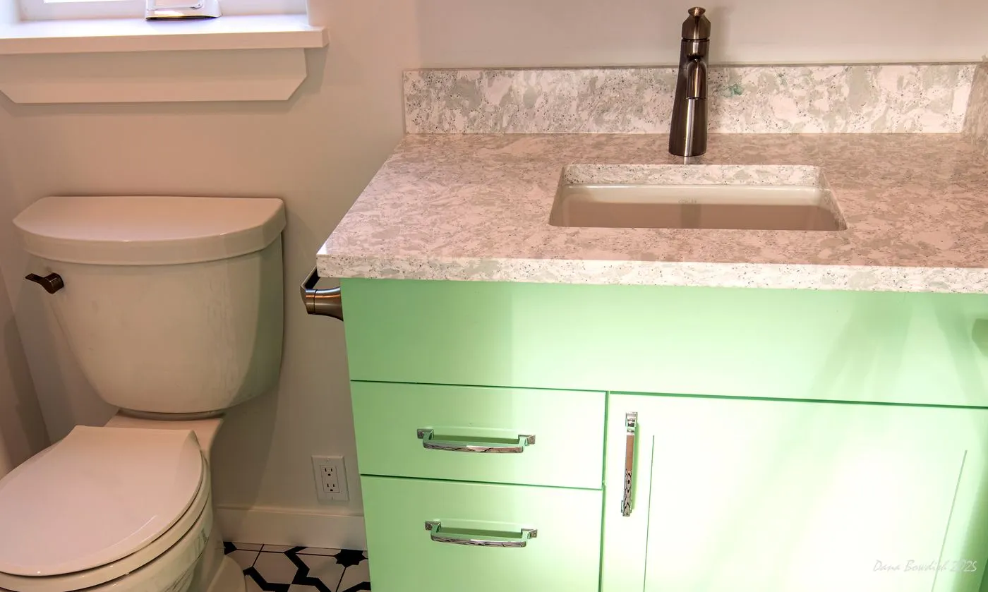 Bathroom vanity and fixture detail inside the DADU
