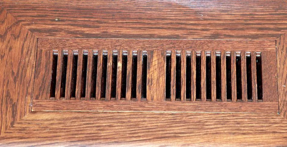 Custom wood floor vent built into the hardwood floor