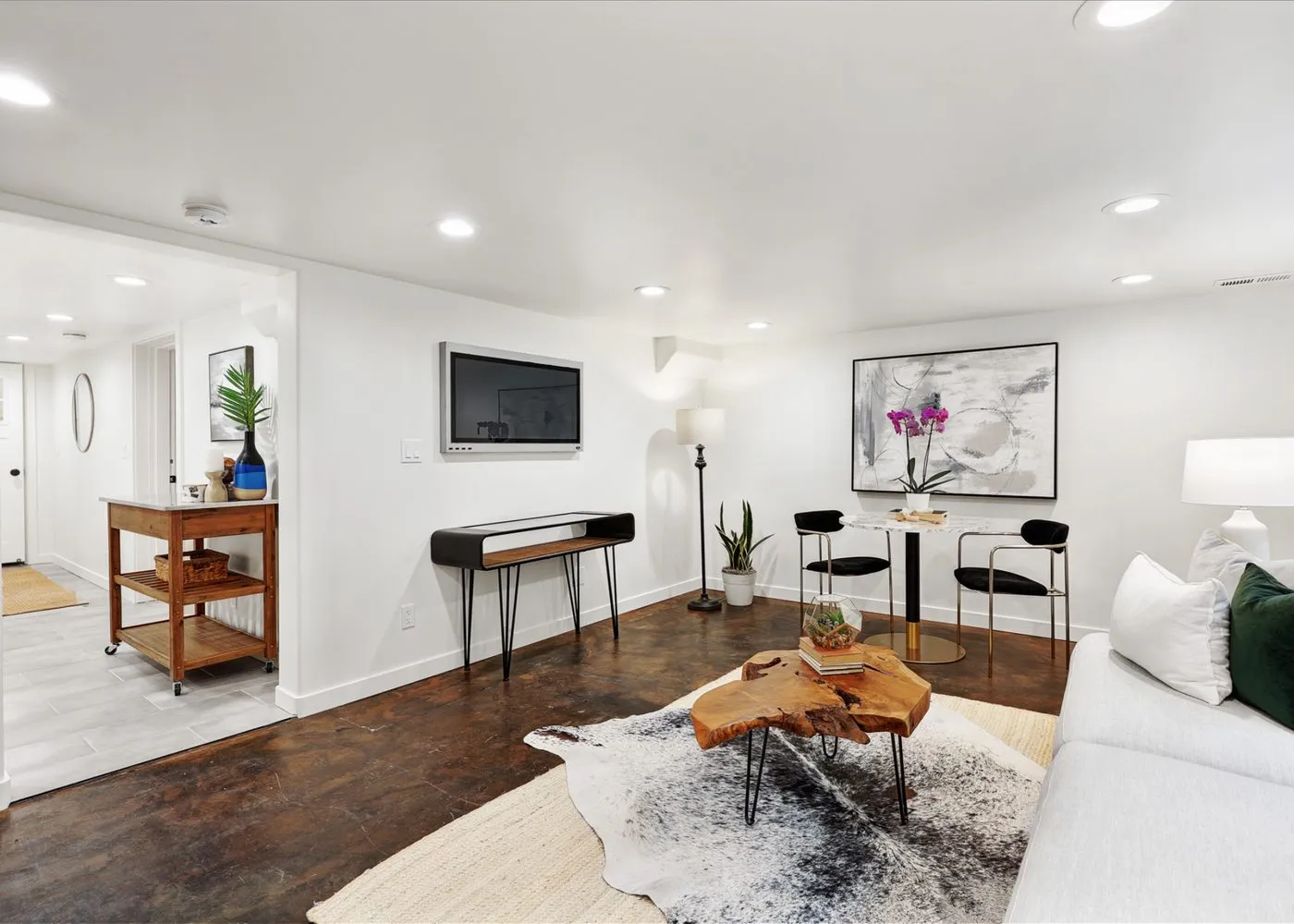Living area within the basement ADU
