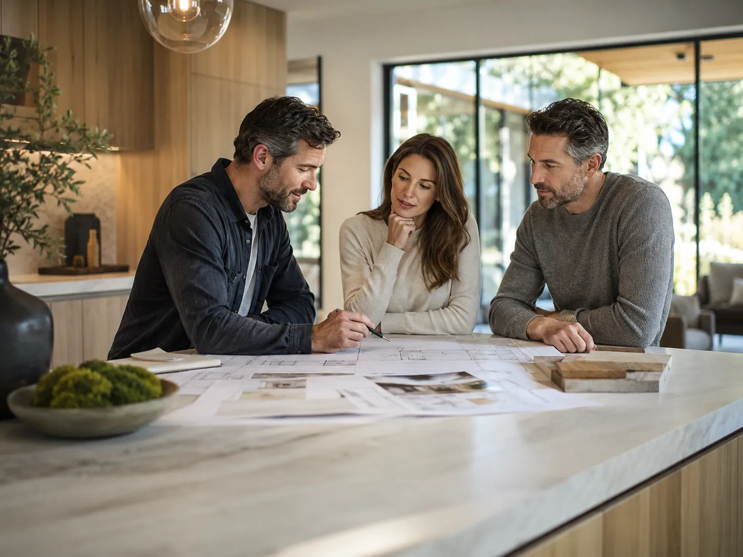 Seattle homeowners meeting with a design-build contractor during the discovery phase