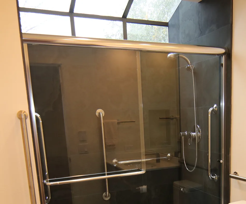 Skylight above the glass shower in the Haller Lake guest bathroom